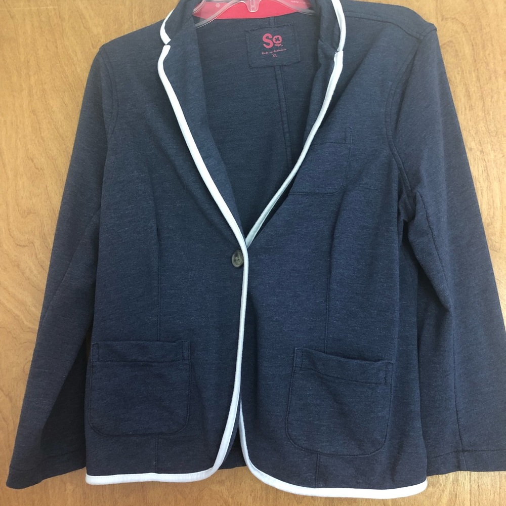 SO Navy Cotton Blazer